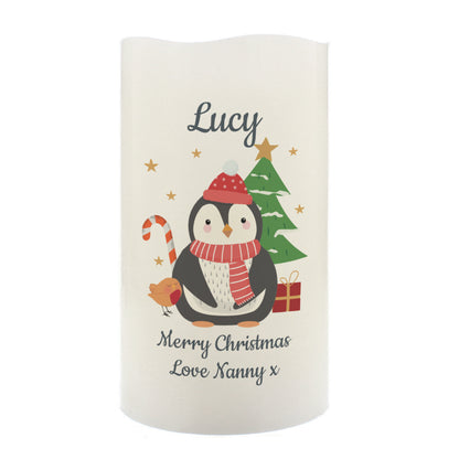 Personalised Penguin Christmas LED Candle - image 5
