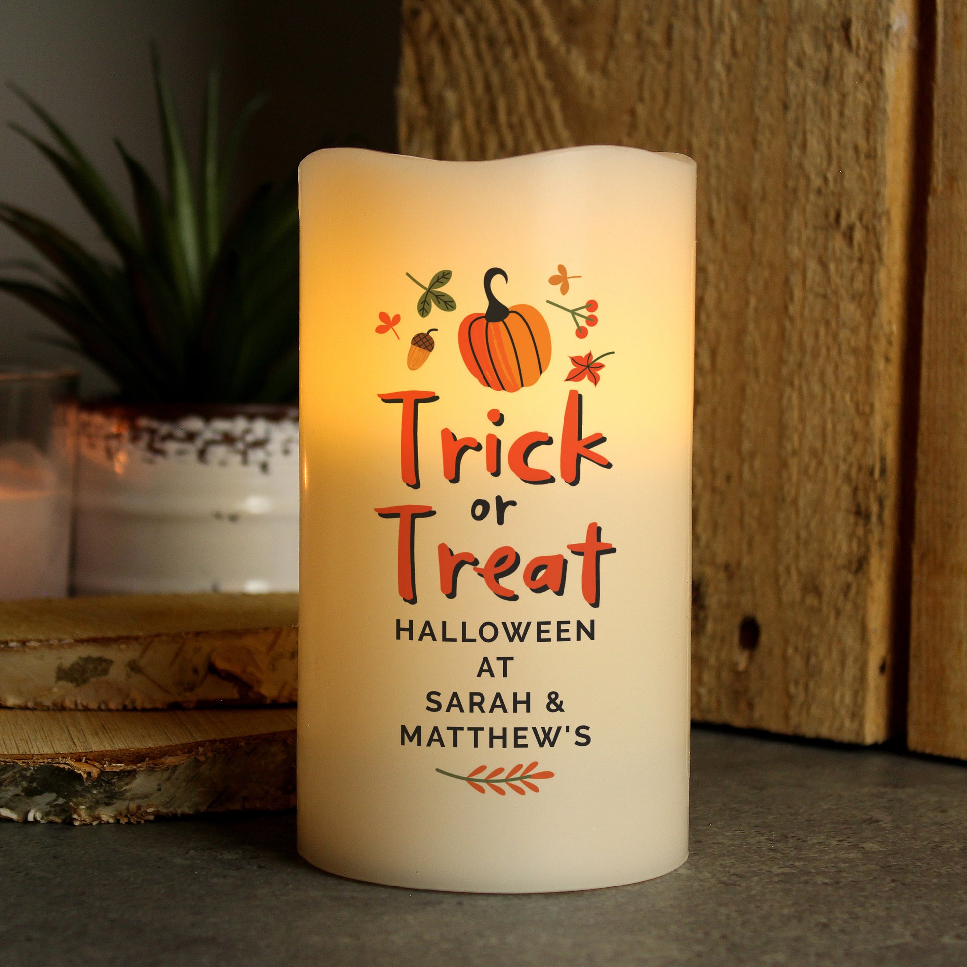 Personalised Trick or Treat LED Candle from Heartfelt Gifts