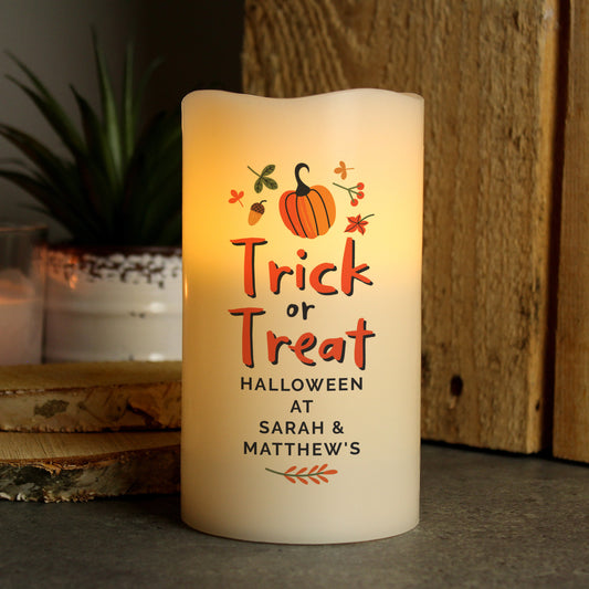 Personalised Trick or Treat LED Candle from Heartfelt Gifts