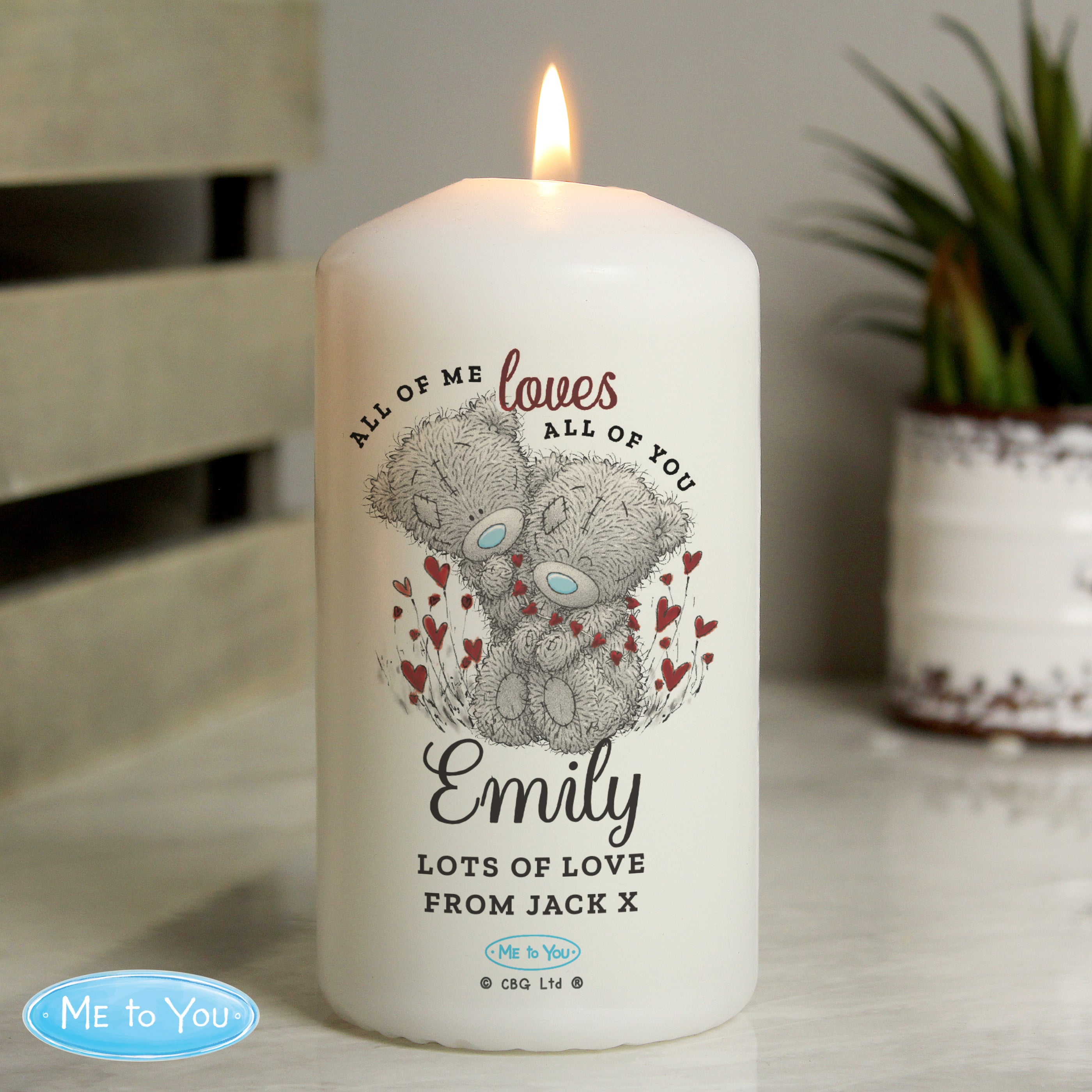 Personalised Me to You Valentine Pillar Candle from Heartfelt Gifts