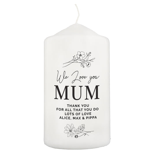 Personalised Fineline Floral Pillar Candle - image 5