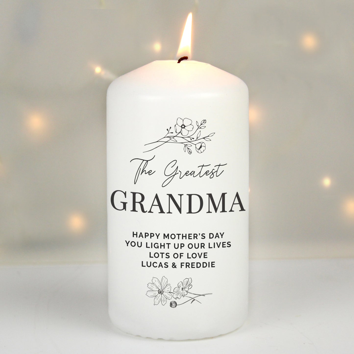 Personalised Fineline Floral Pillar Candle - image 10