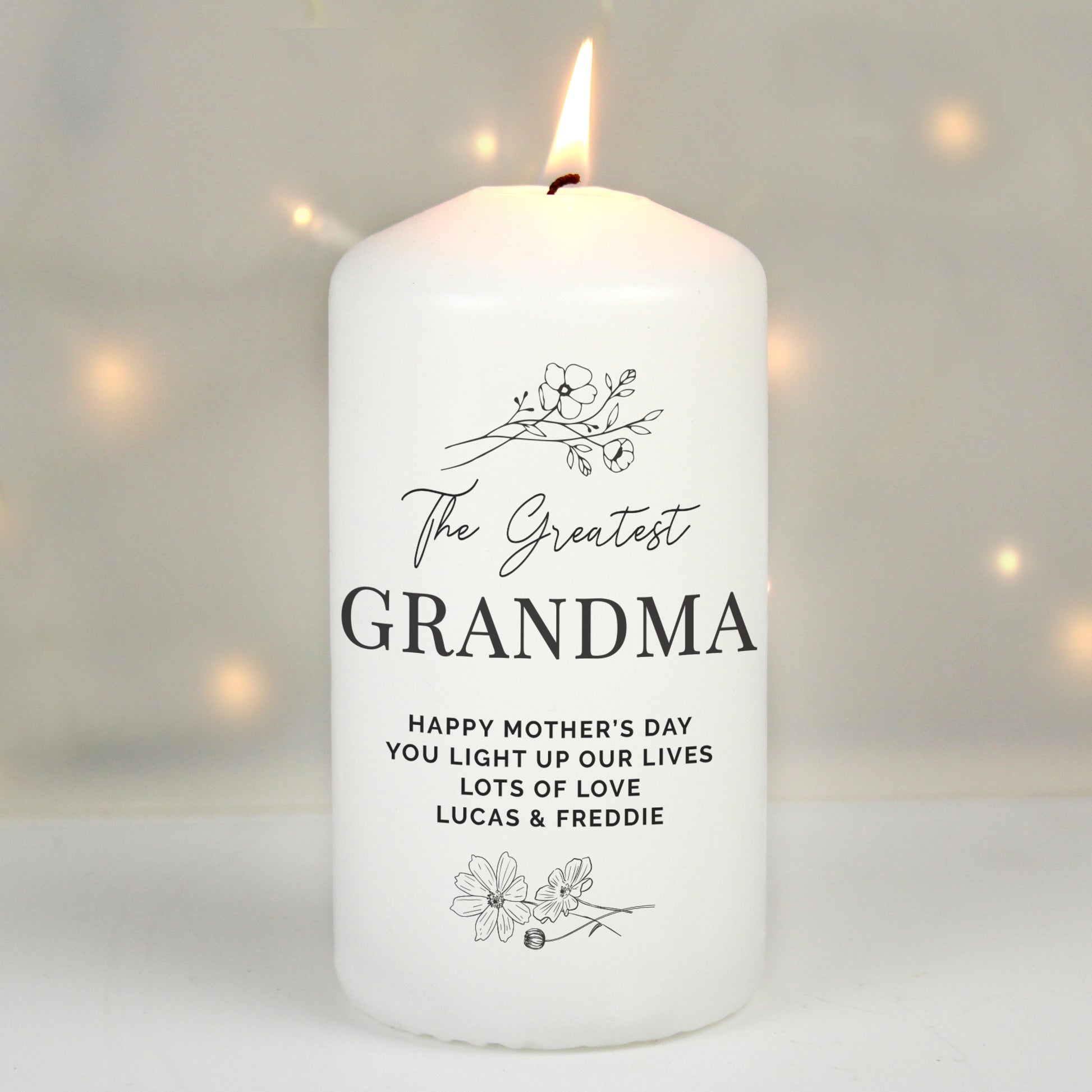 Personalised Fineline Floral Pillar Candle - image 10