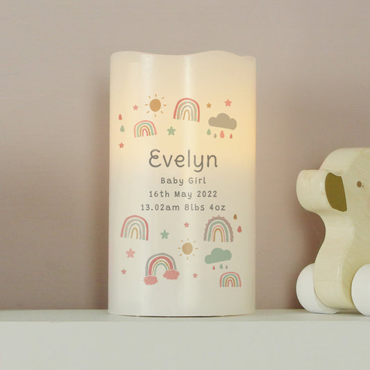 Personalised Rainbow Night Light LED Candle from Heartfelt Gifts