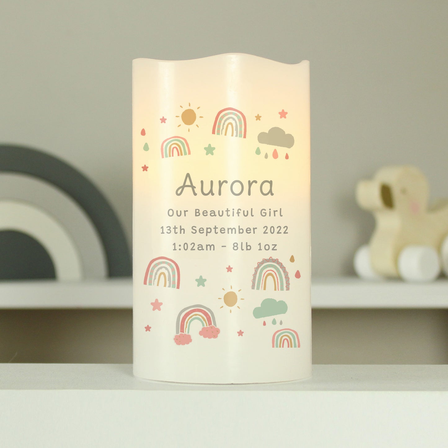 Personalised Rainbow Night Light LED Candle - image 2