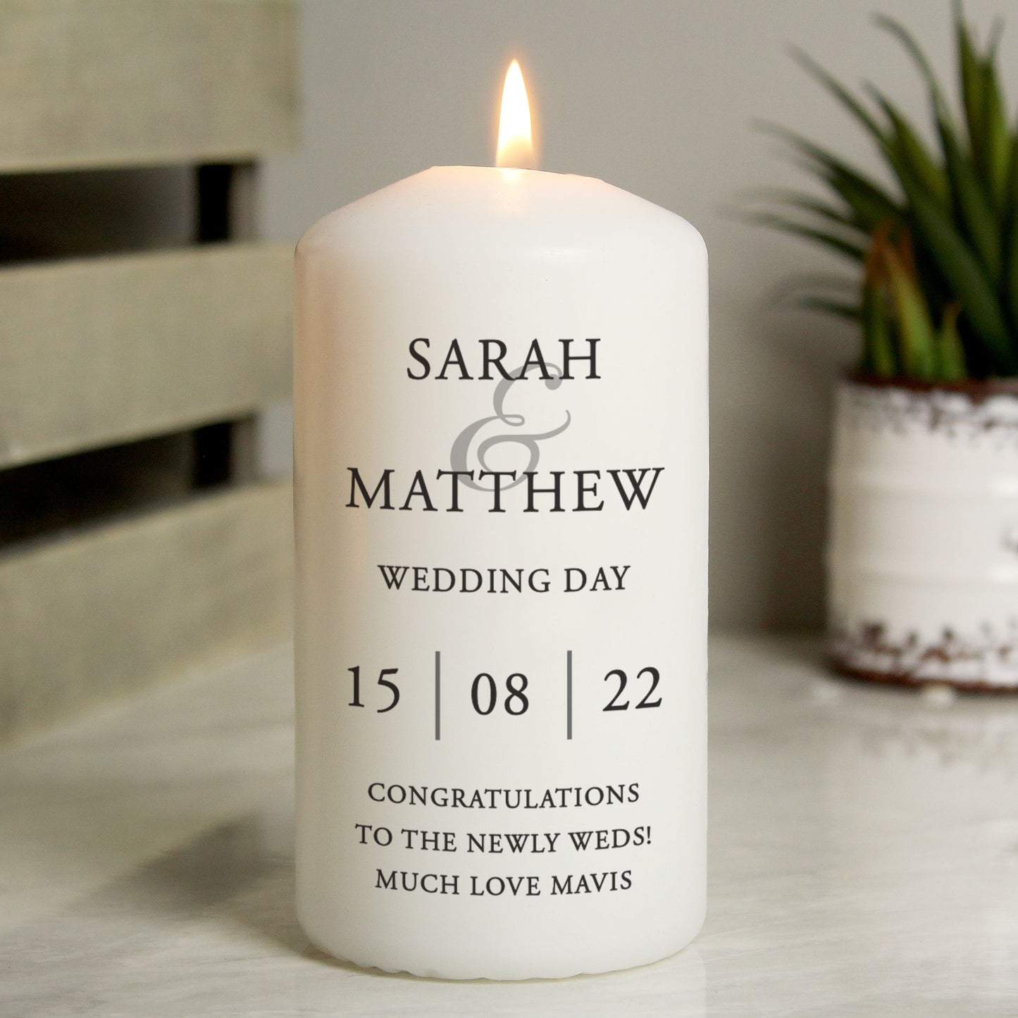 Personalised Couples Pillar Candle from Heartfelt Gifts