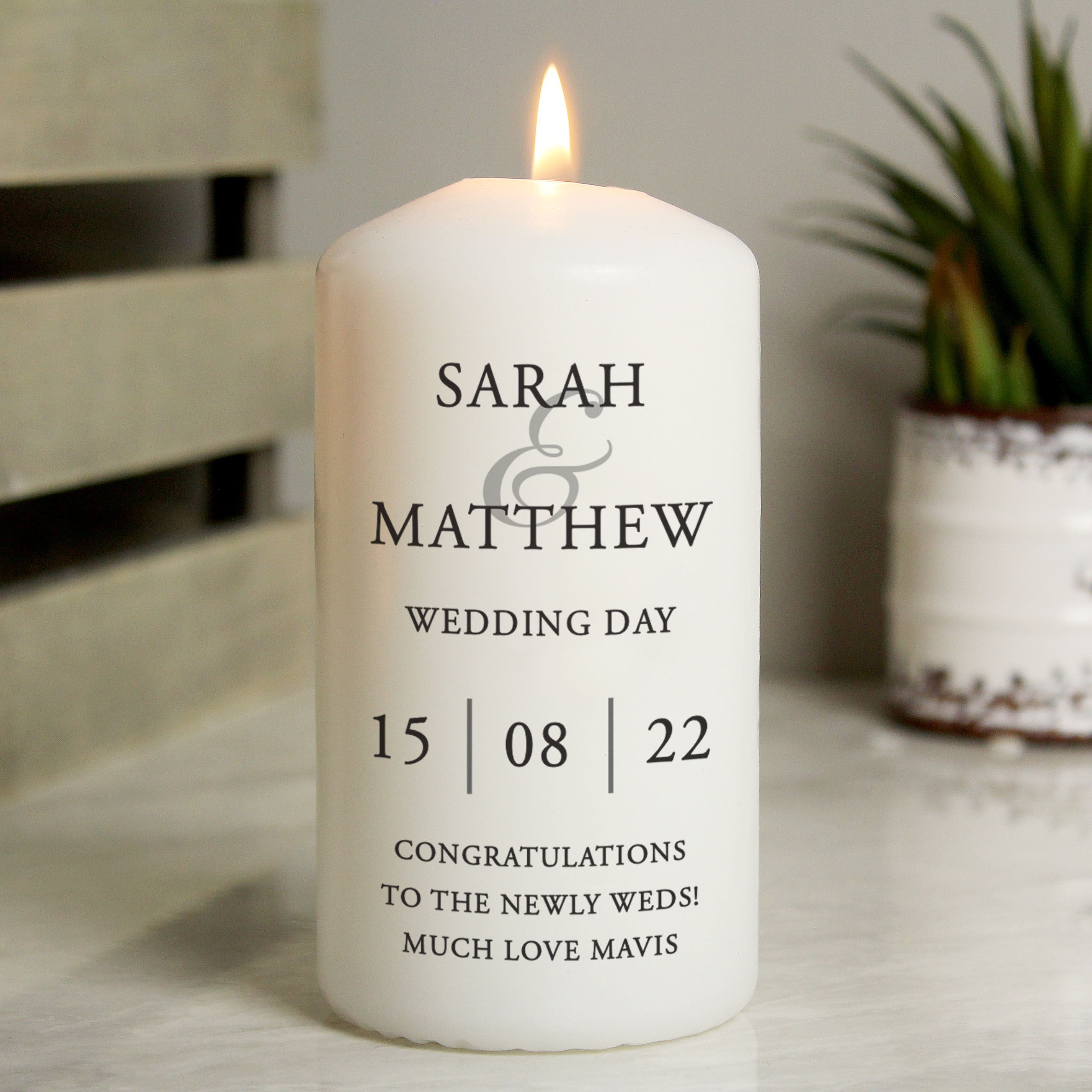 Personalised Couples Pillar Candle from Heartfelt Gifts