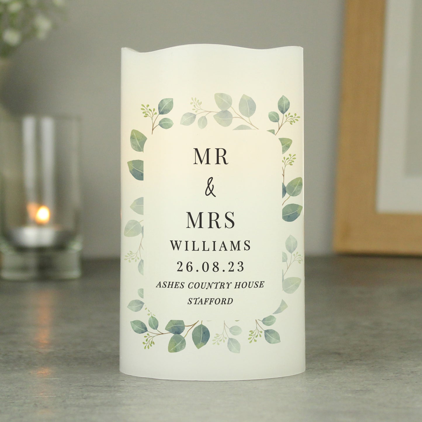 Personalised Botanical Free Text LED Candle - image 4
