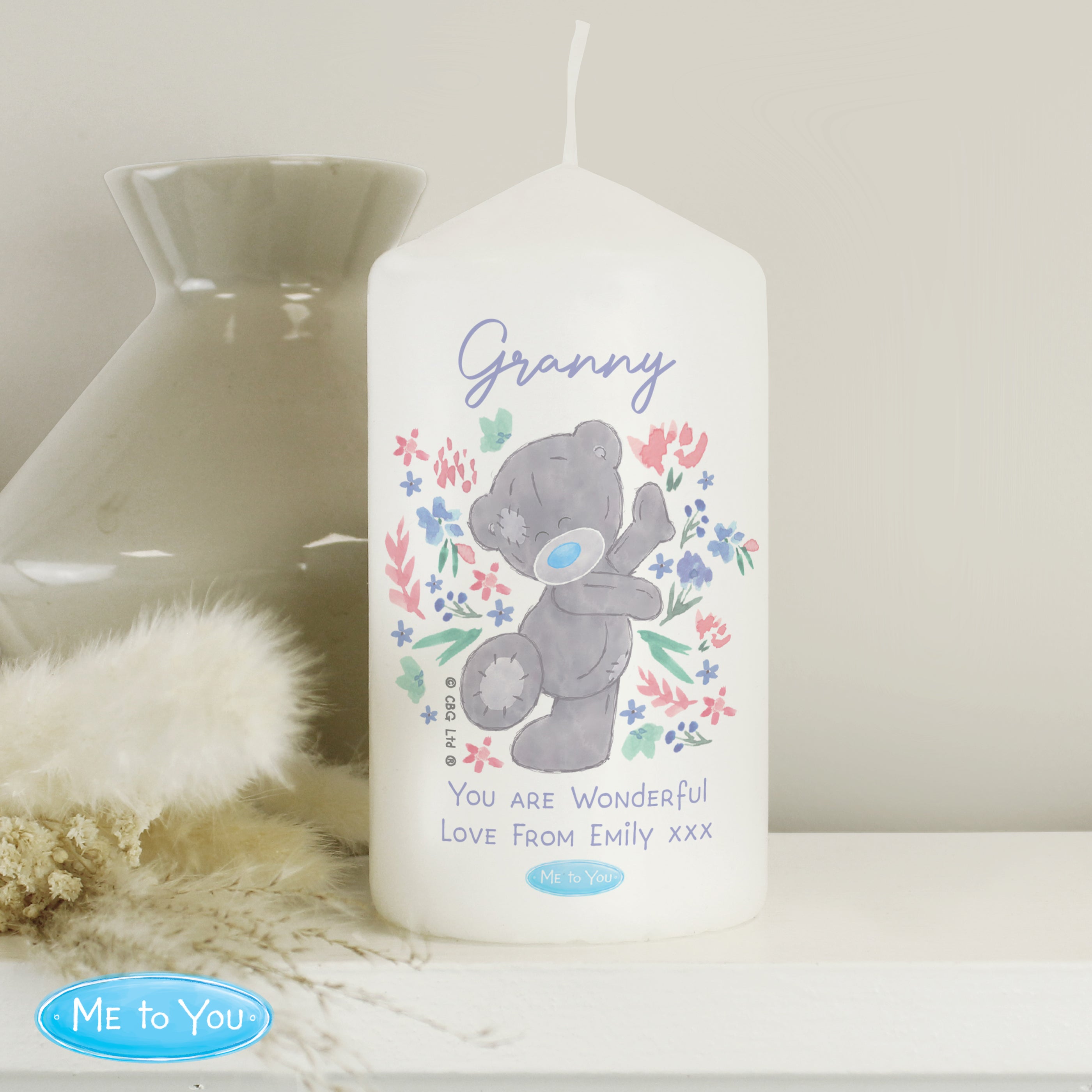 Personalised Me To You Pastel Floral Pillar Candle from Heartfelt Gifts