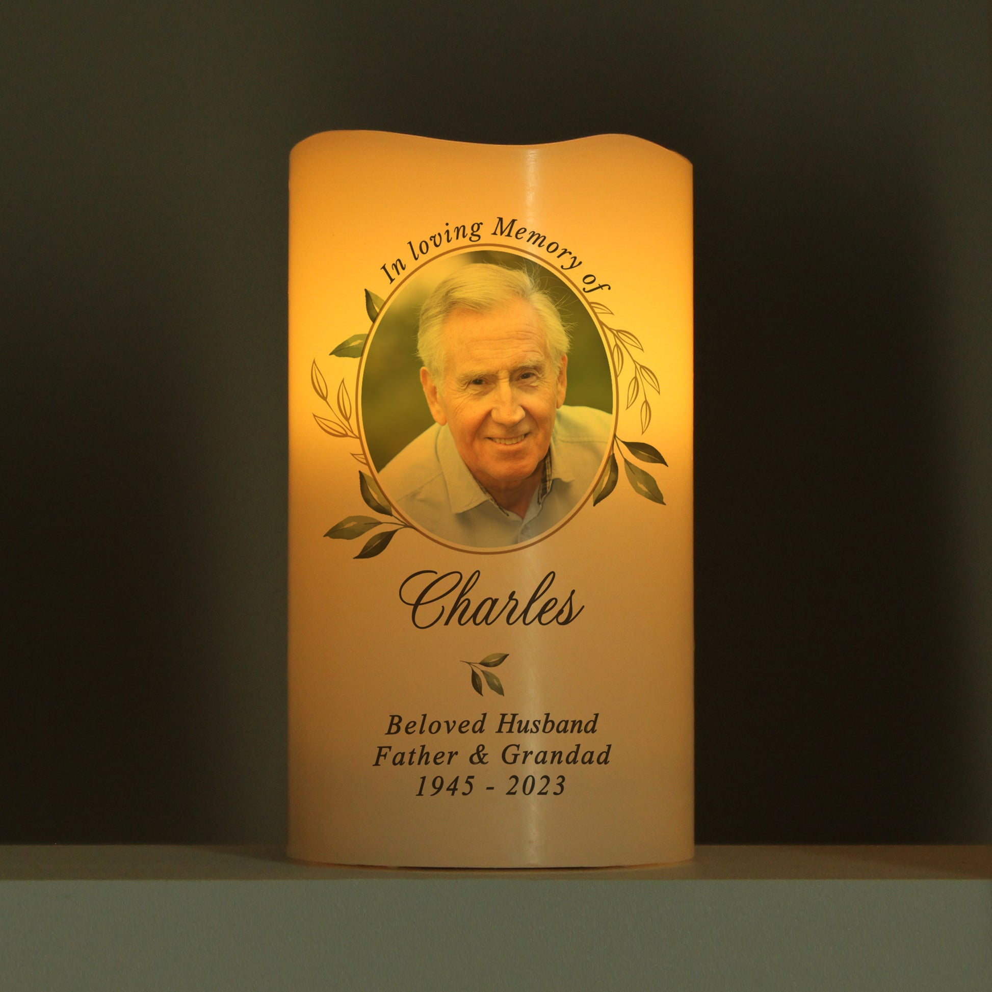 Personalised Botanical Memorial Photo Upload LED Candle - image 3