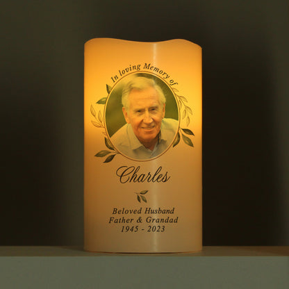 Personalised Botanical Memorial Photo Upload LED Candle - image 3