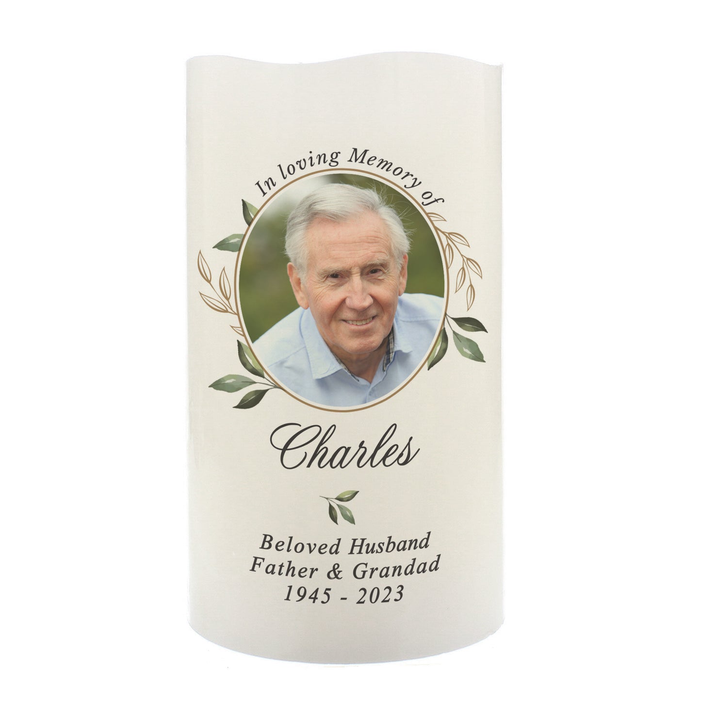 Personalised Botanical Memorial Photo Upload LED Candle - image 5