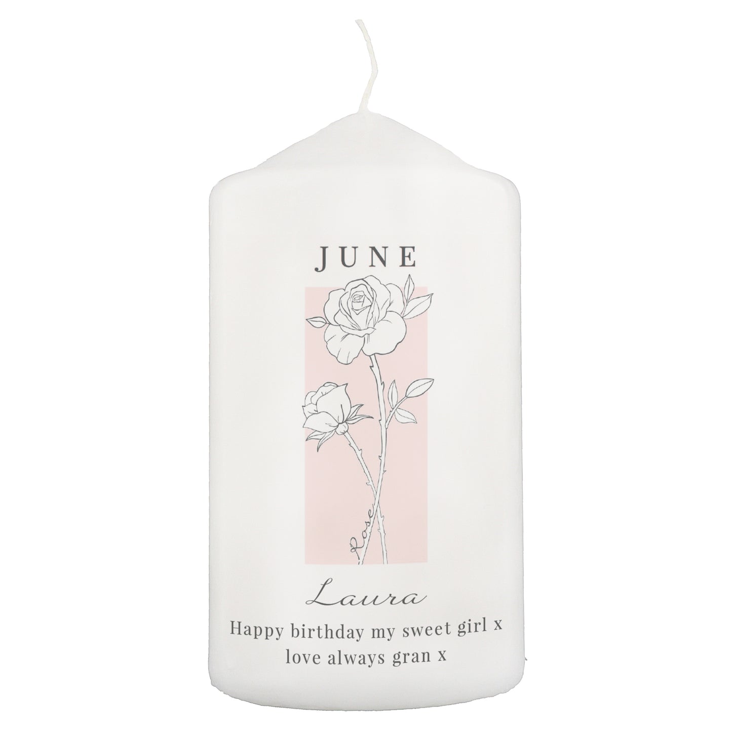 Personalised Birth Flower Pillar Candle - image 5