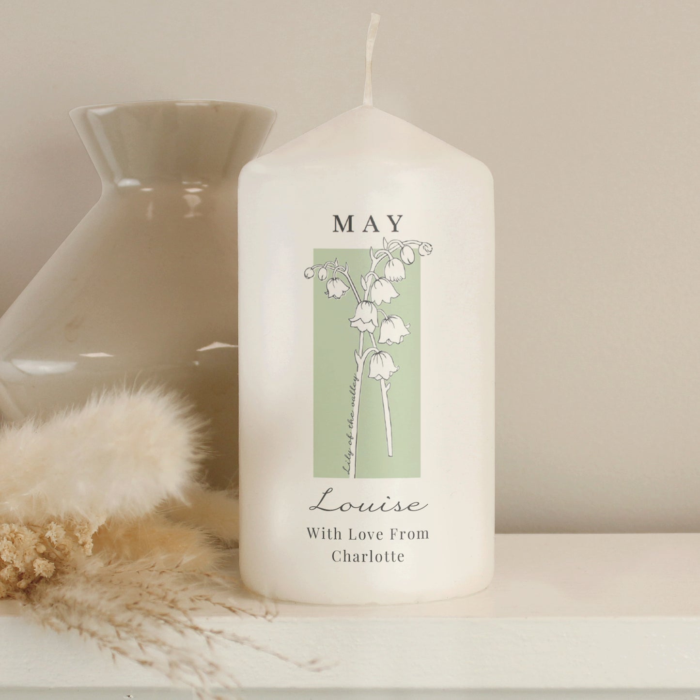 Personalised Birth Flower Pillar Candle - image 6