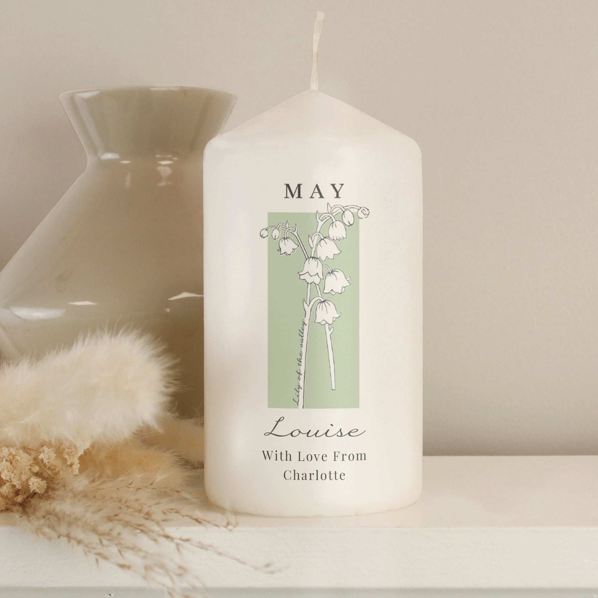 Personalised Birth Flower Pillar Candle - image 6