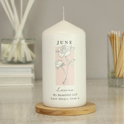 Personalised Birth Flower Pillar Candle - image 7