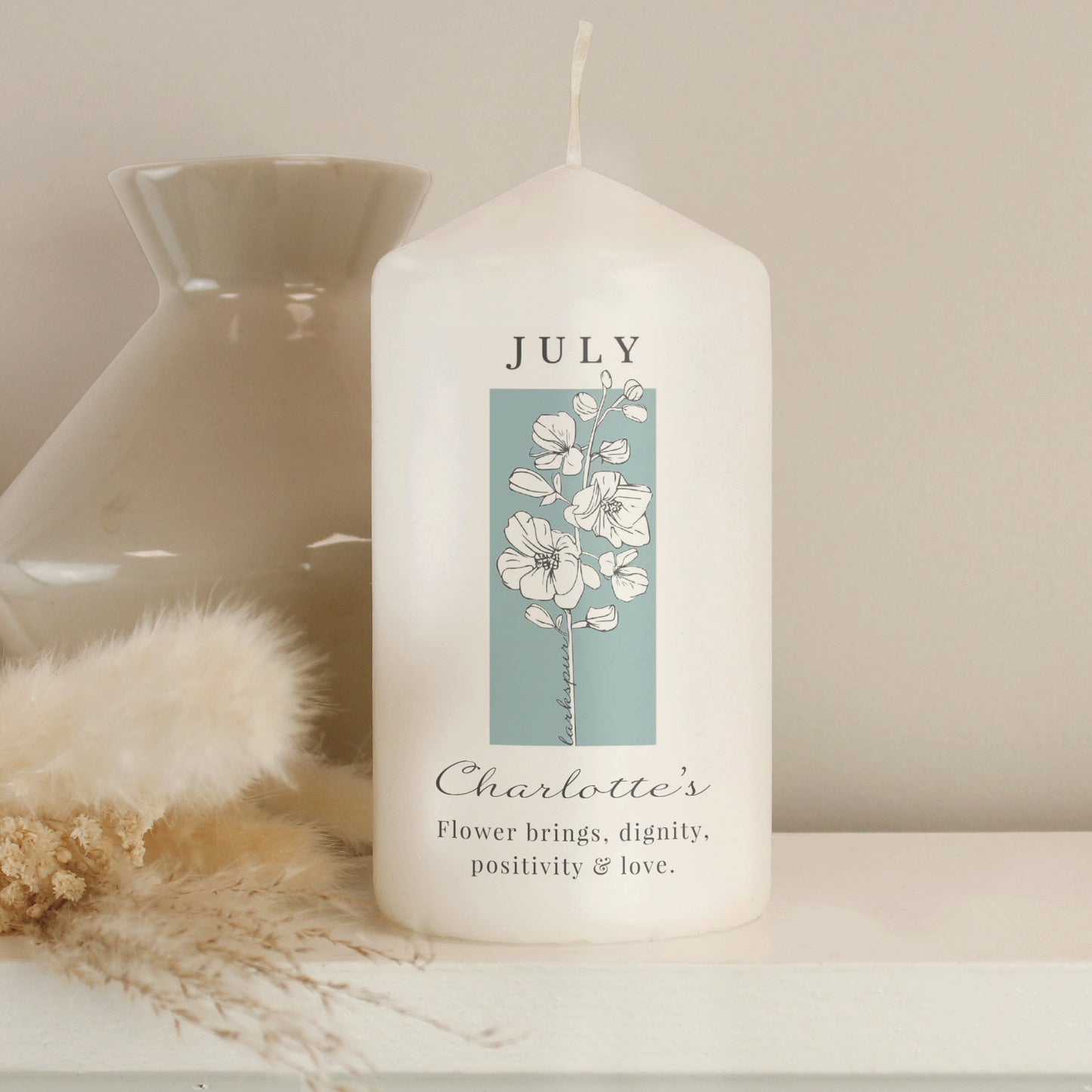Personalised Birth Flower Pillar Candle - image 8
