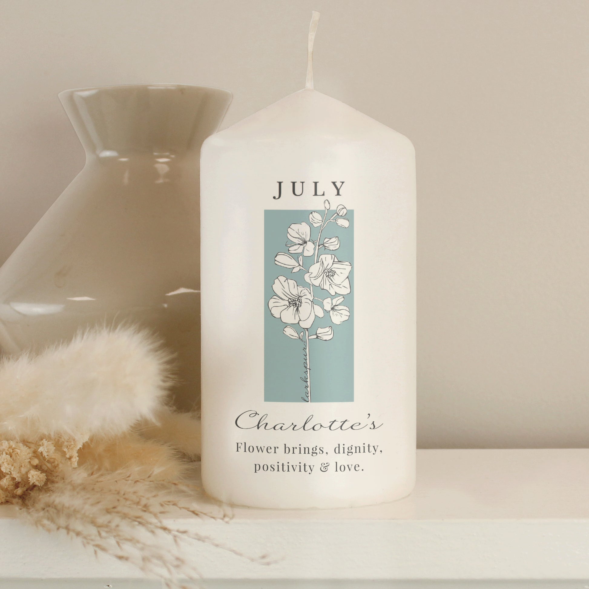 Personalised Birth Flower Pillar Candle - image 8