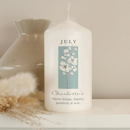 Personalised Birth Flower Pillar Candle - image 8