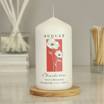 Personalised Birth Flower Pillar Candle - image 9