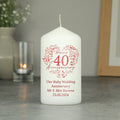 Personalised 40th Ruby Wedding Anniversary Pillar Candle from Heartfelt Gifts