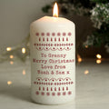 Personalised Christmas Fair Isle Pillar Candle from Heartfelt Gifts