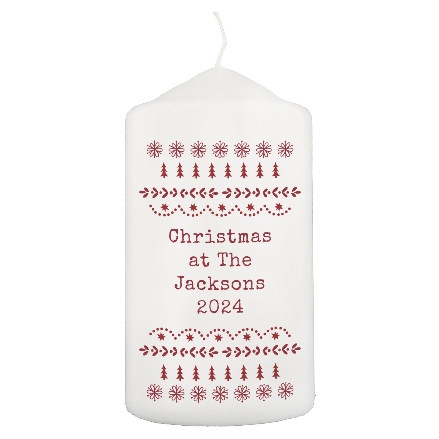 Personalised Christmas Fair Isle Pillar Candle - image 5