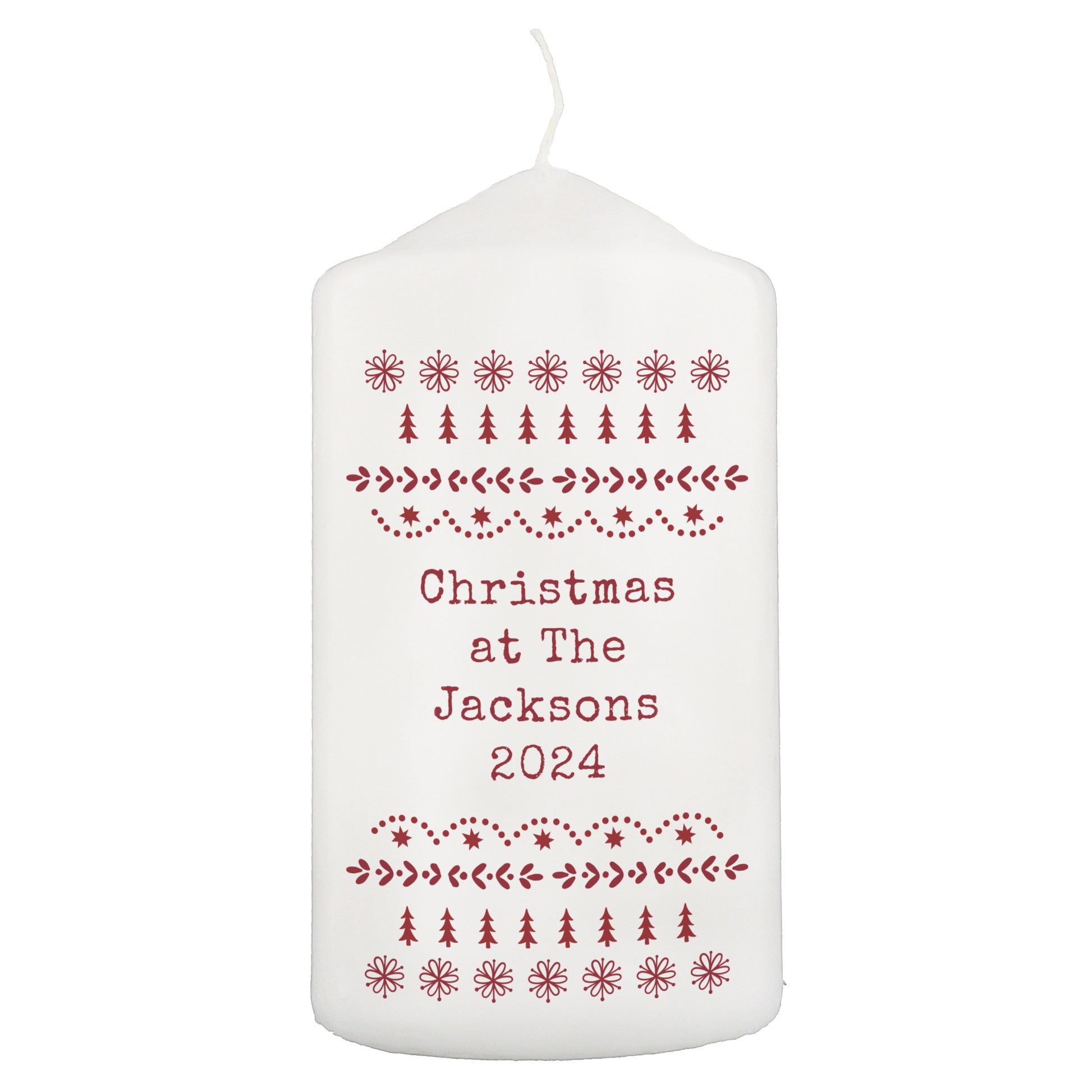 Personalised Christmas Fair Isle Pillar Candle - image 5
