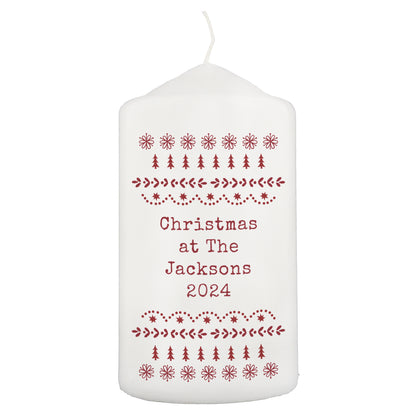Personalised Christmas Fair Isle Pillar Candle - image 5
