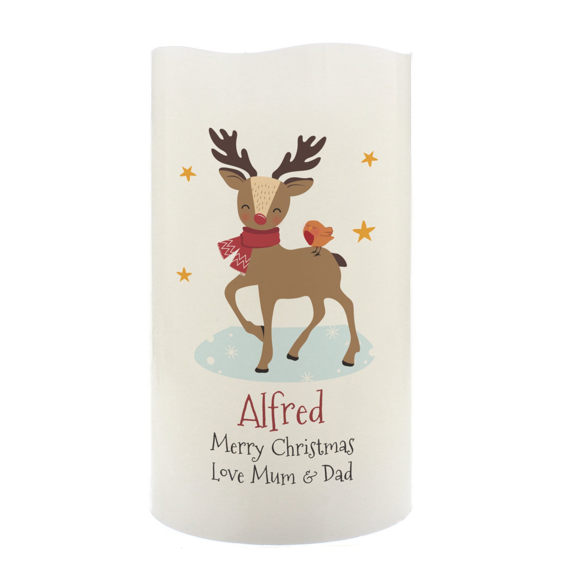 Personalised Christmas Reindeer LED Candle - image 4