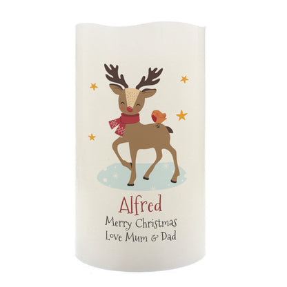 Personalised Christmas Reindeer LED Candle - image 4