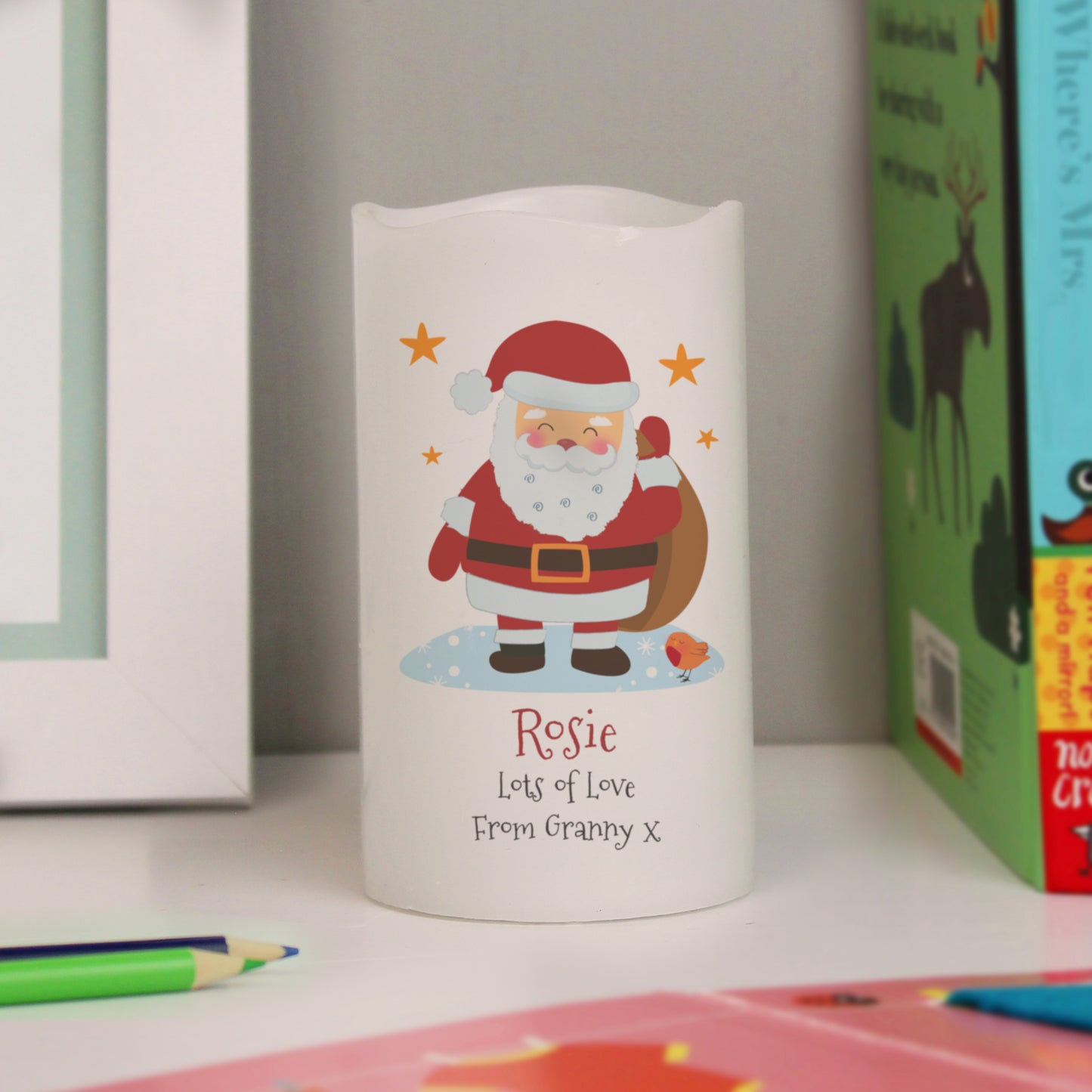 Personalised Christmas Santa LED Candle - image 2