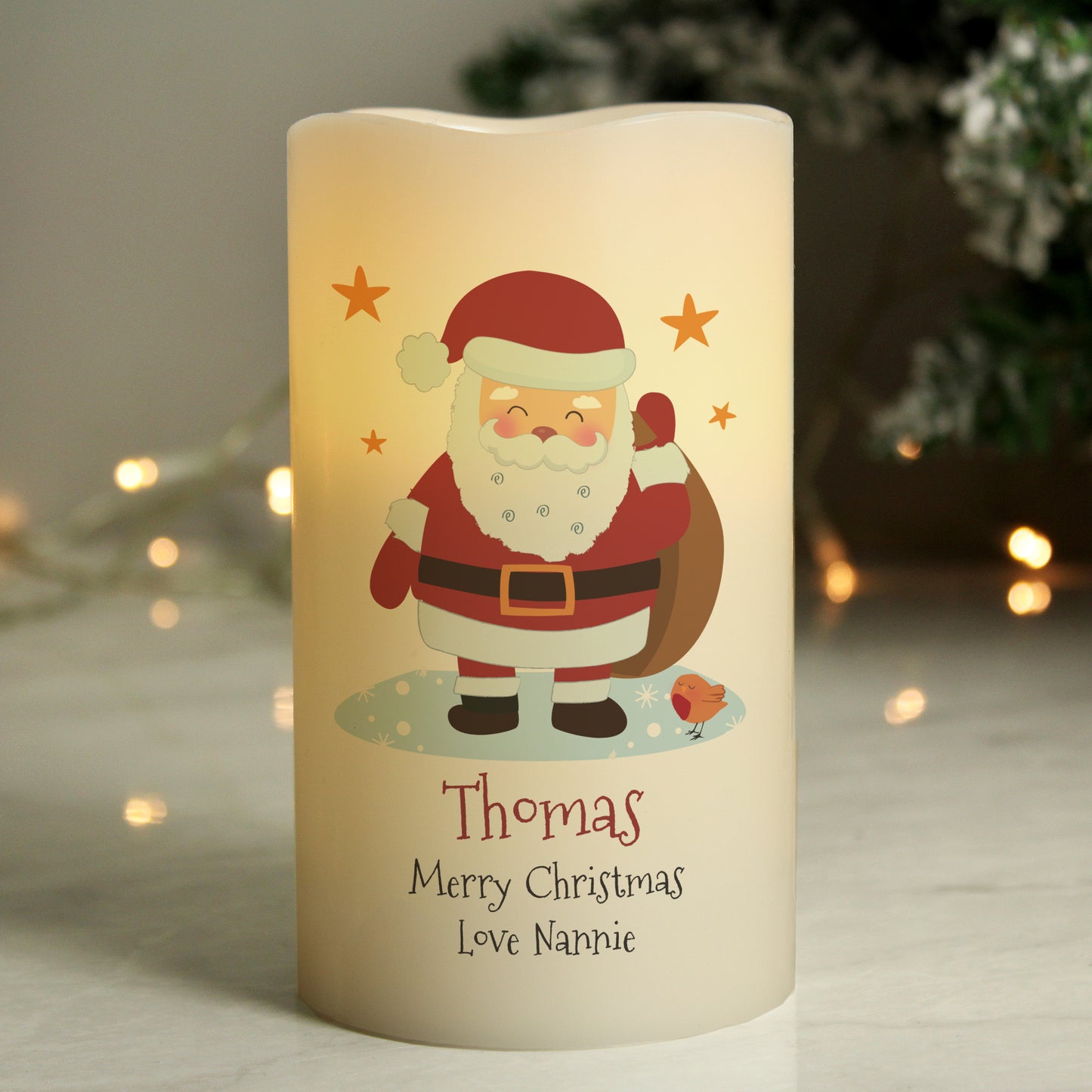 Personalised Christmas Santa LED Candle - image 3