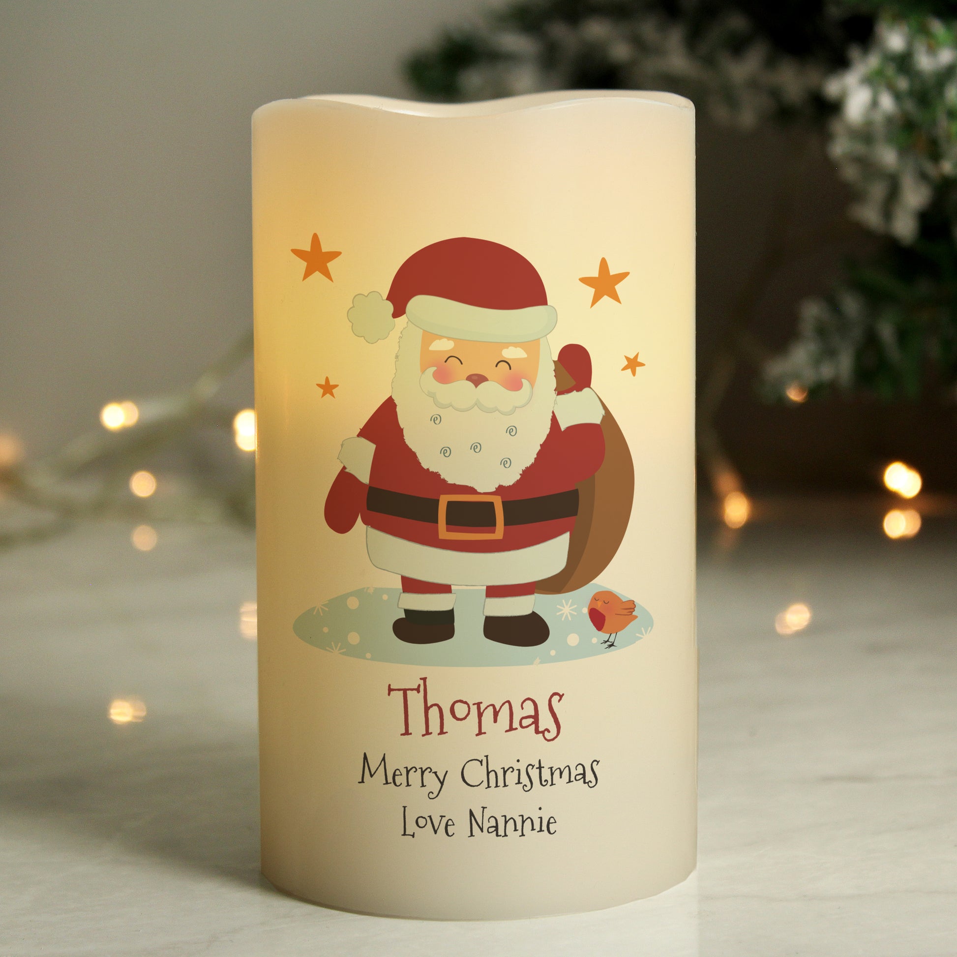 Personalised Christmas Santa LED Candle - image 3