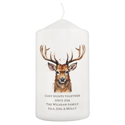 Personalised Watercolour Stag Pillar Candle - image 5