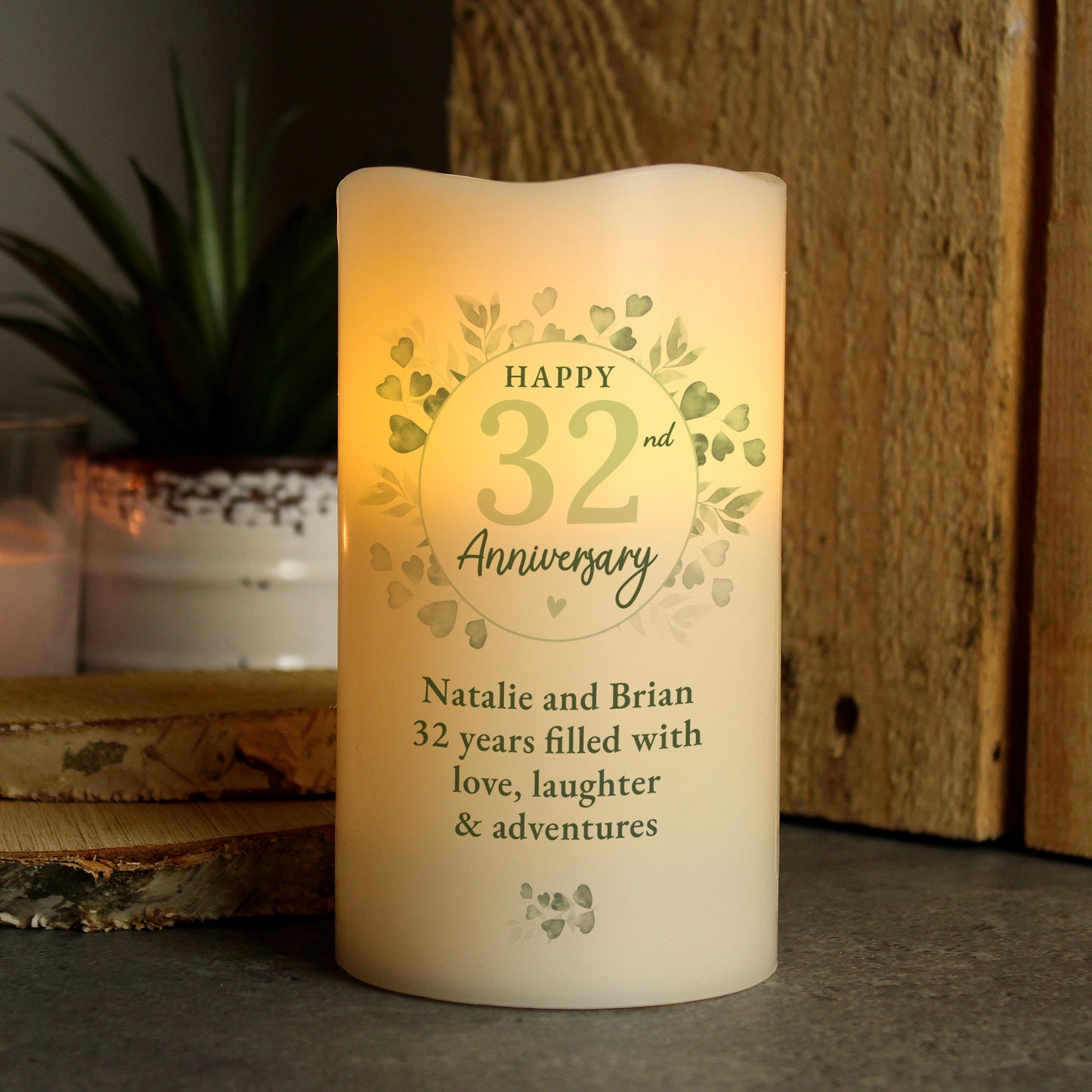 Personalised Botanical Anniversary LED Candle - image 4