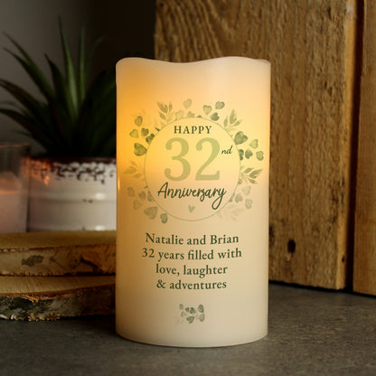 Personalised Botanical Anniversary LED Candle - image 4