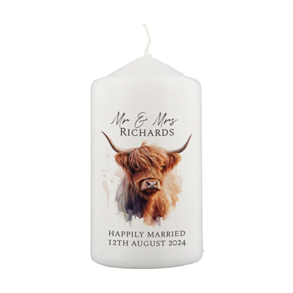 Personalised Highland Cow Pillar Candle - image 5