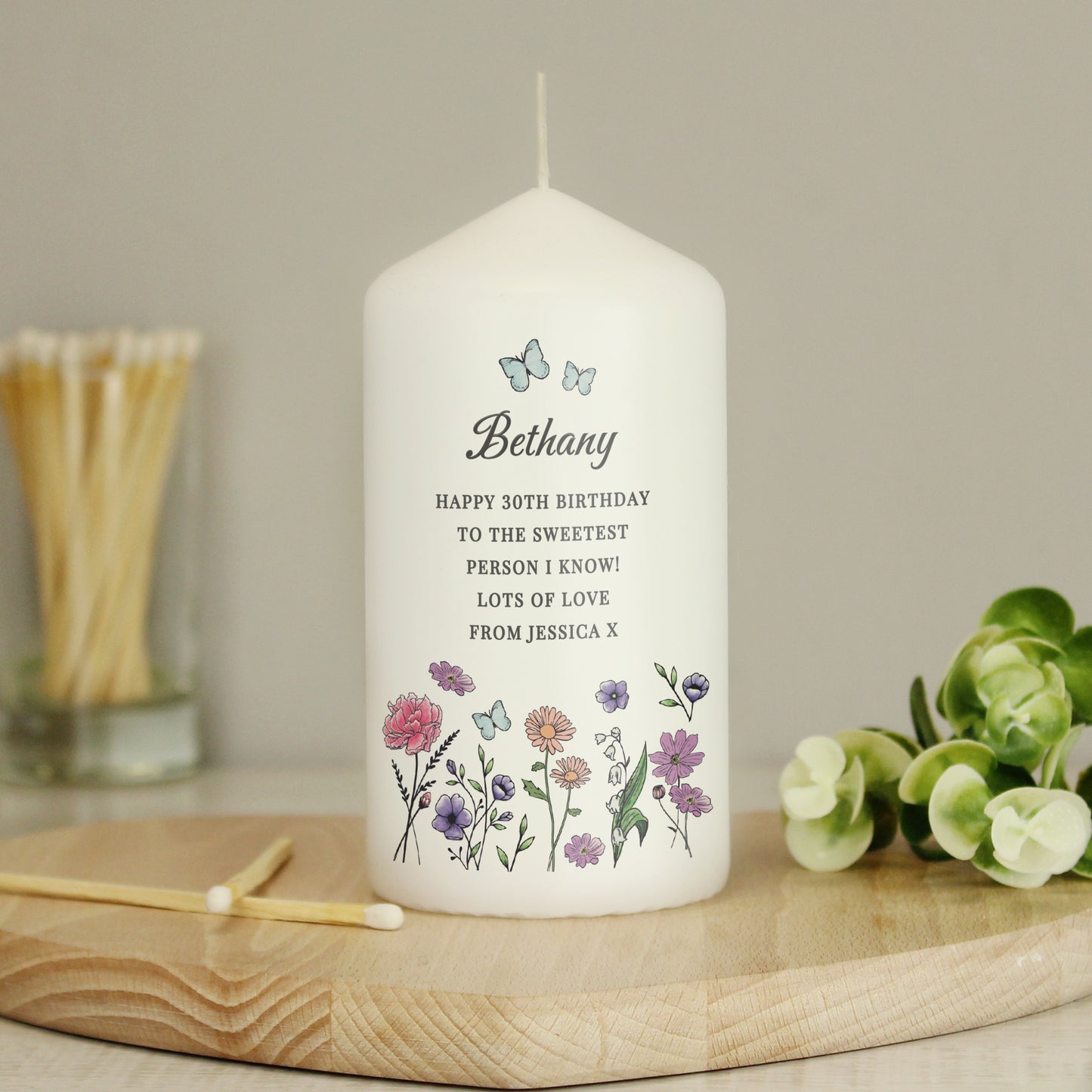 Personalised Wild Flowers Pillar Candle - image 2