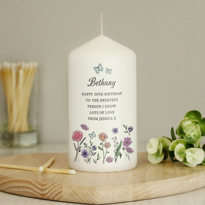Personalised Wild Flowers Pillar Candle - image 2