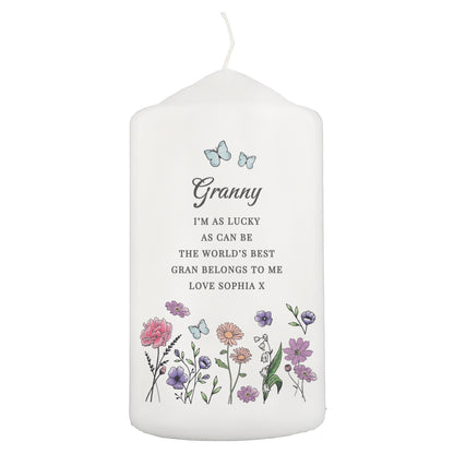 Personalised Wild Flowers Pillar Candle - image 5