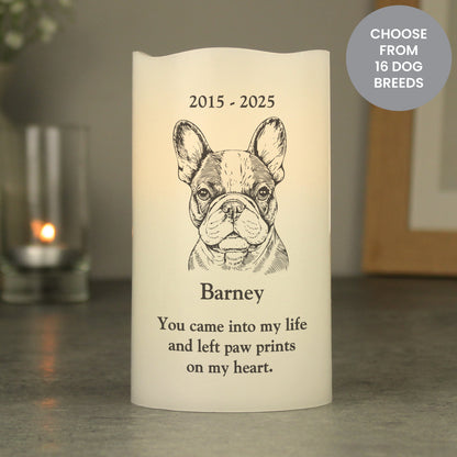 Personalised Dog Breed Memorial LED Candle from Heartfelt Gifts