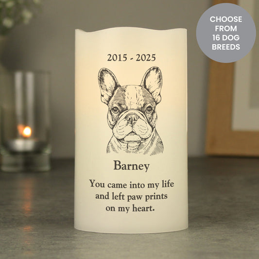 Personalised Dog Breed Memorial LED Candle from Heartfelt Gifts