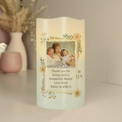 Personalised Wild Flowers Photo Upload LED Candle from Heartfelt Gifts