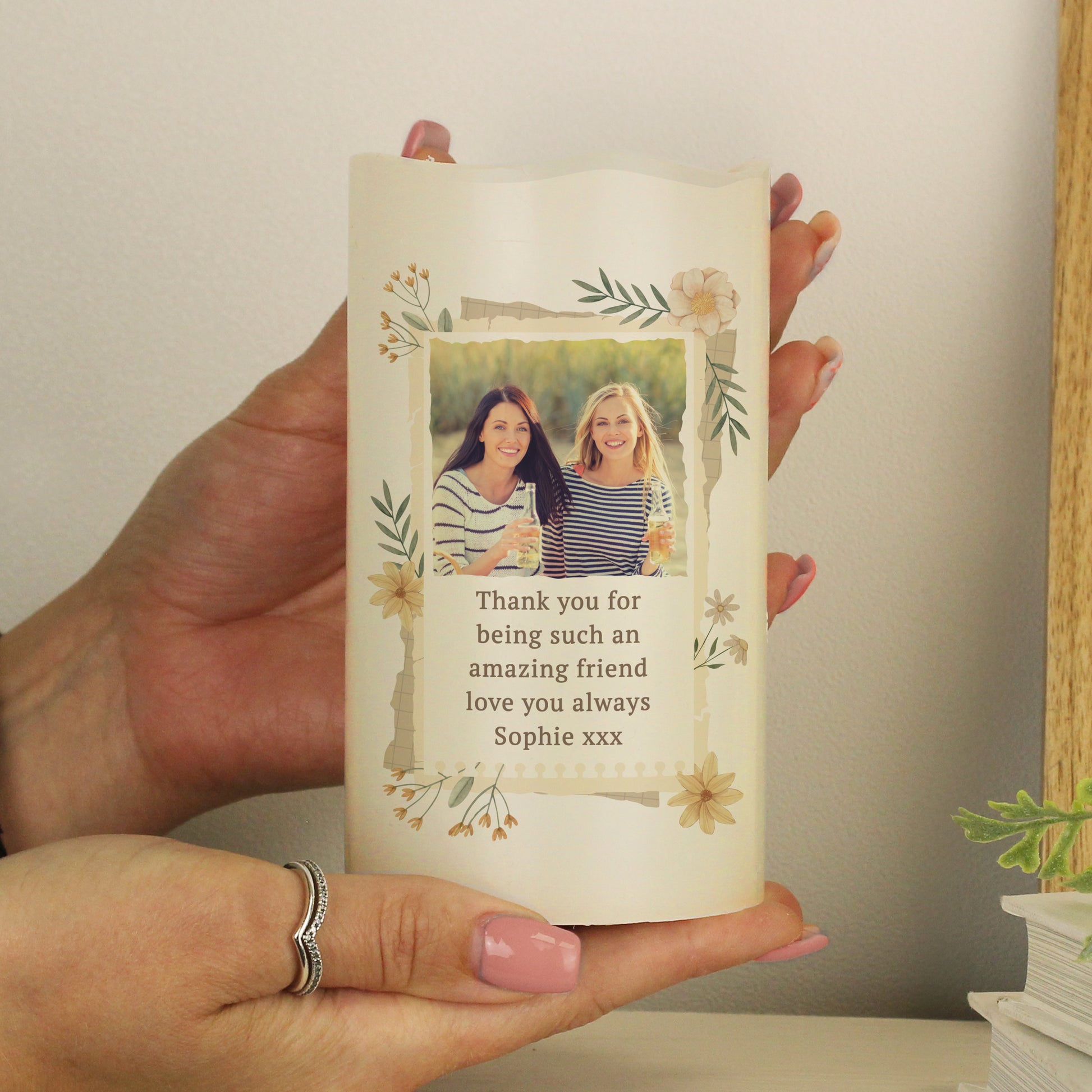 Personalised Wild Flowers Photo Upload LED Candle - image 2