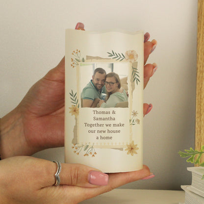 Personalised Wild Flowers Photo Upload LED Candle - image 4