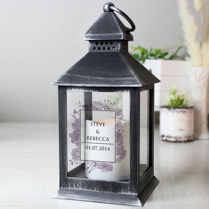Personalised Soft Watercolour Rustic Black Lantern - image 2