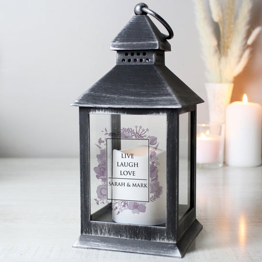 Personalised Soft Watercolour Rustic Black Lantern - image 3