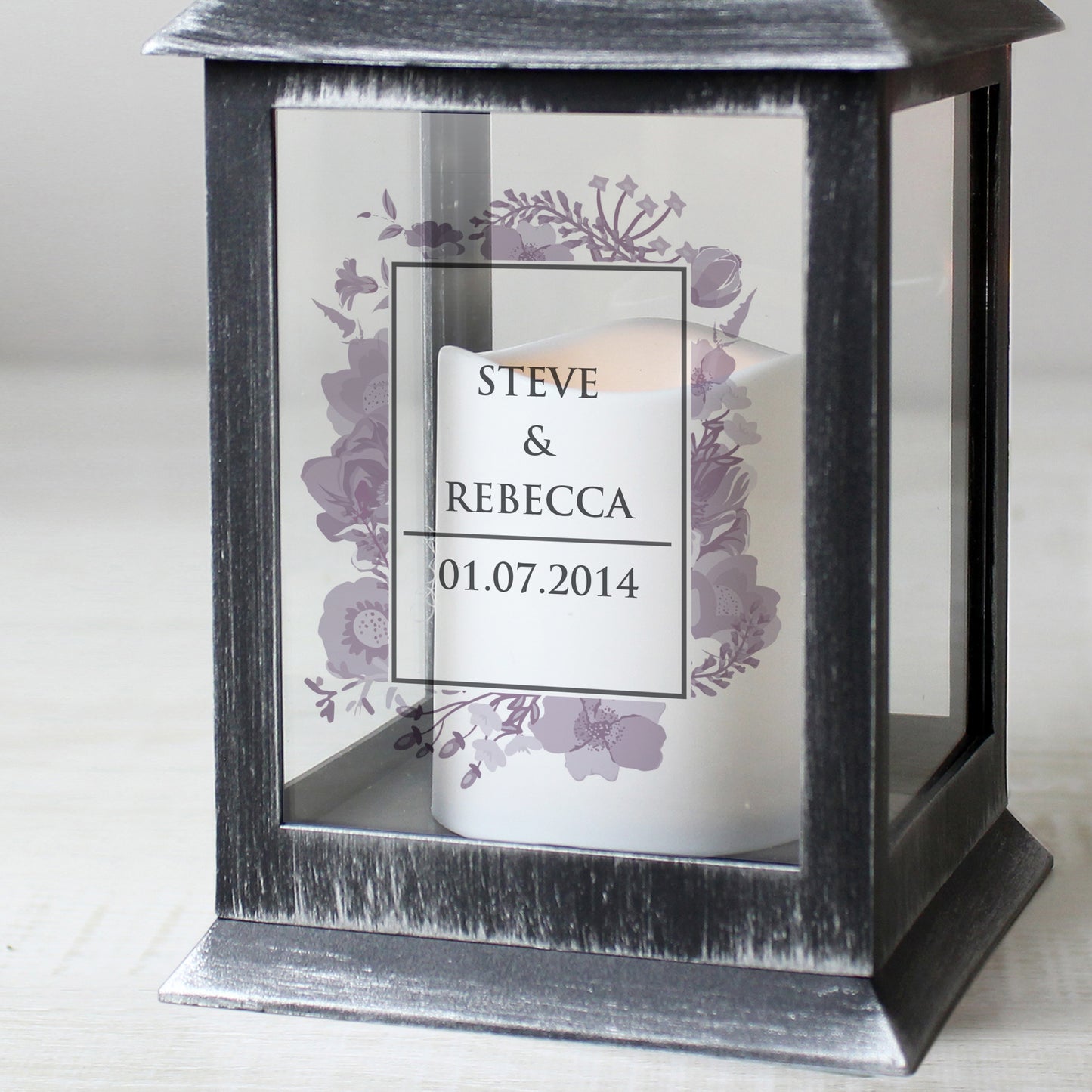 Personalised Soft Watercolour Rustic Black Lantern - image 4