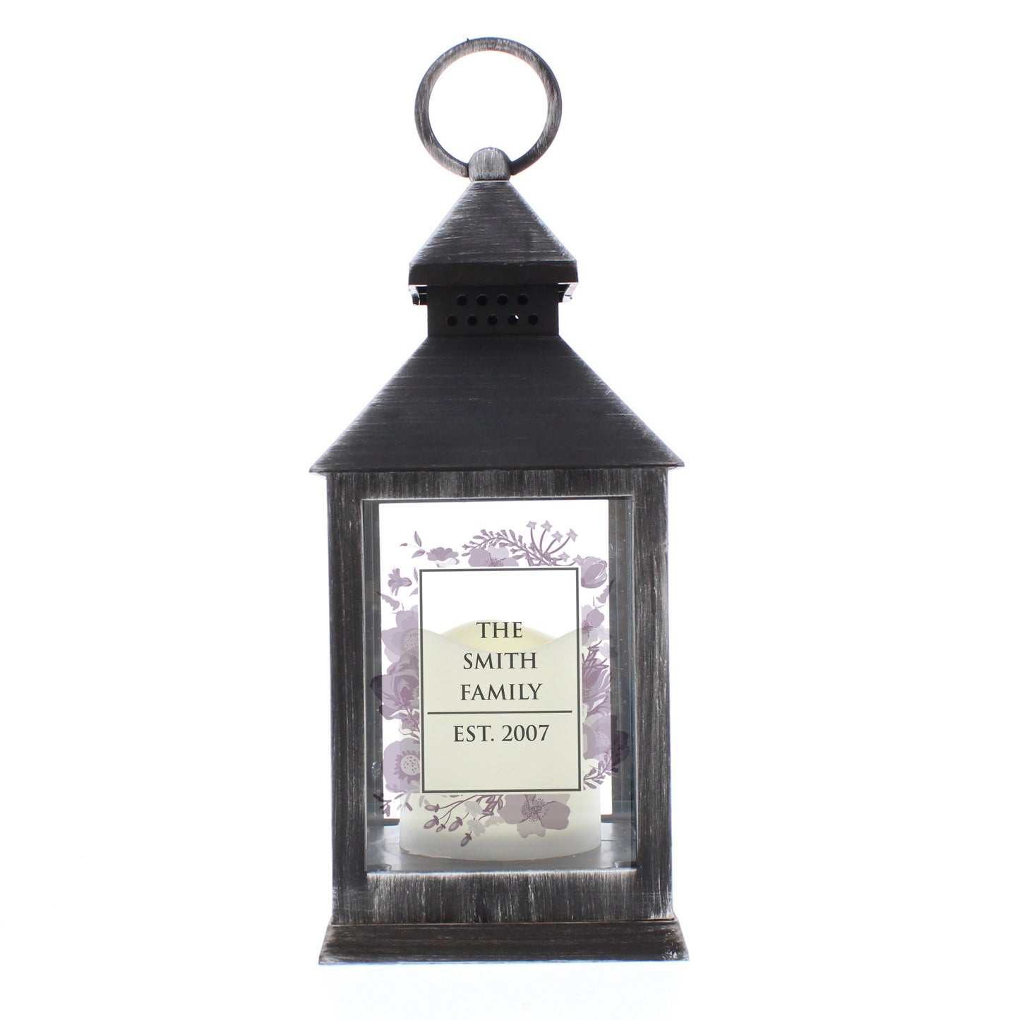Personalised Soft Watercolour Rustic Black Lantern - image 5